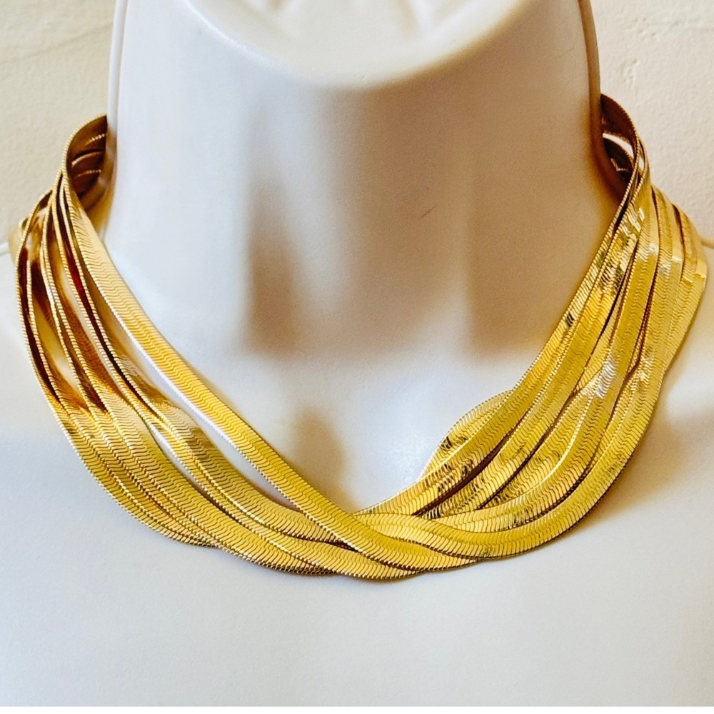 Roxanne Assoulin RA Liquid Gold Necklace Statement Multi Snake Chain Chunky 18"